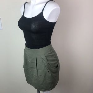 Olive Green Skirt With Pockets